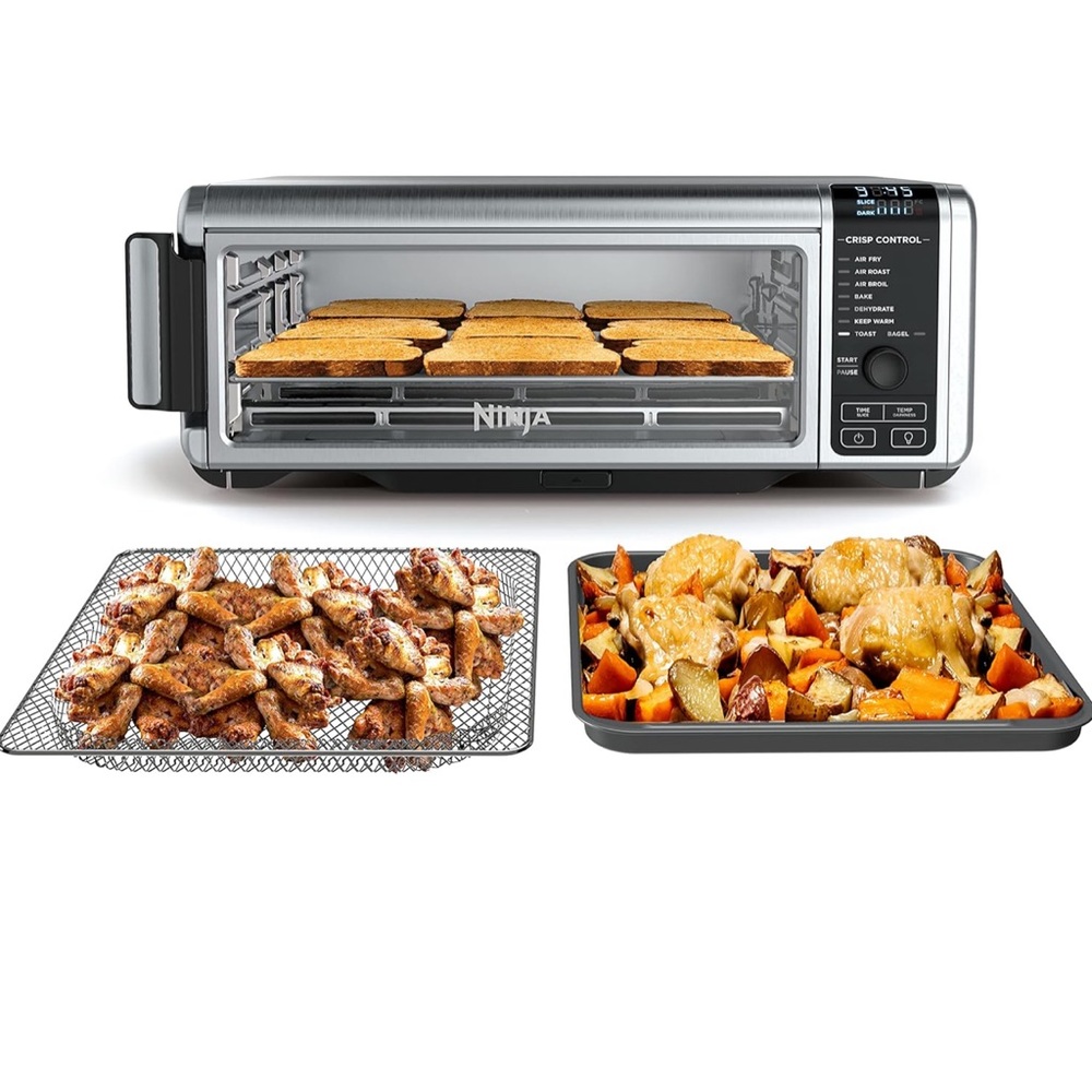 Ninja Digital Air Fryer & Toaster Oven 8-in-1 Flip-Up Stainless Steel Storage